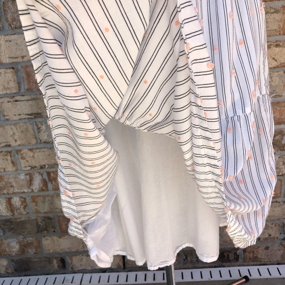 Loft Cotton Blend Clip Stripe Smocked Ruffle Pockets Lined Breeze Midi Dress S - Picture 5 of 16